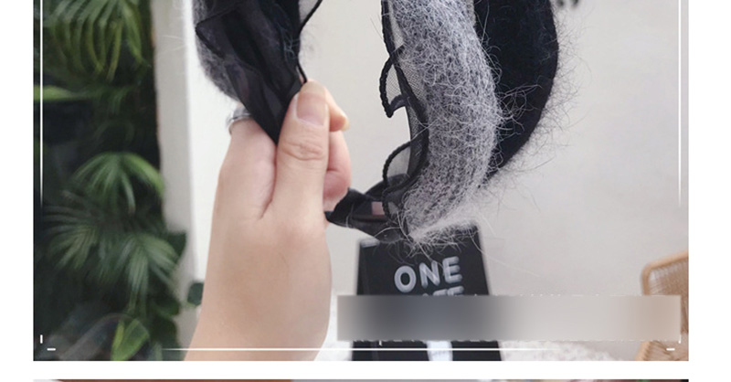 Fashion Gray Mink Wool Knit Mesh Knotted Thin Side Banded Headband,Head Band