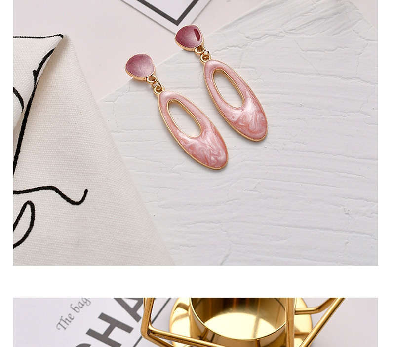 Fashion Pink Geometric Mosaic Drop Glaze Earrings,Drop Earrings