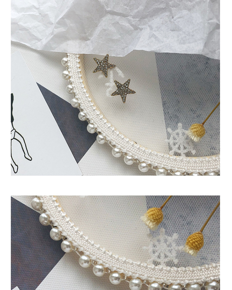 Fashion Pentagram Silver Pearl-studded Earrings,Stud Earrings