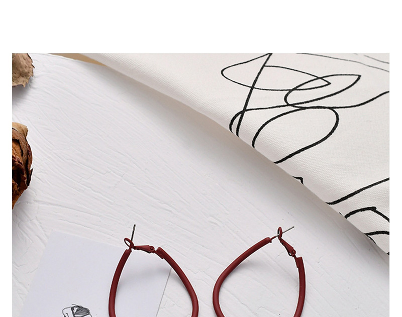 Fashion Red Geometric Frosted Round Earrings,Hoop Earrings