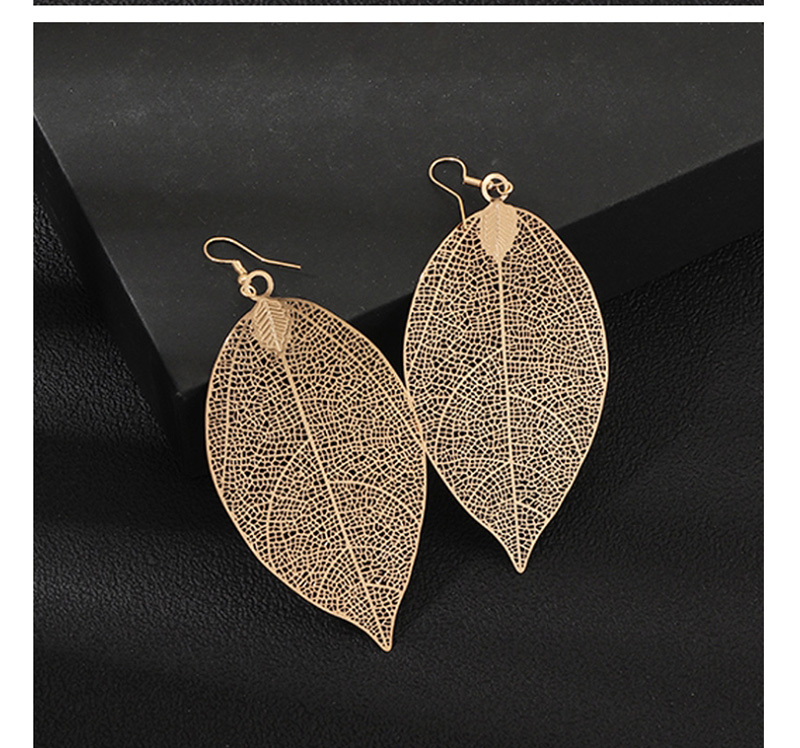 Fashion Silver Alloy Leaf Earrings,Drop Earrings
