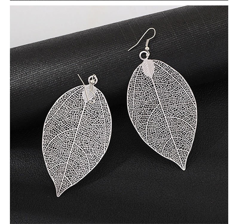 Fashion Silver Alloy Leaf Earrings,Drop Earrings