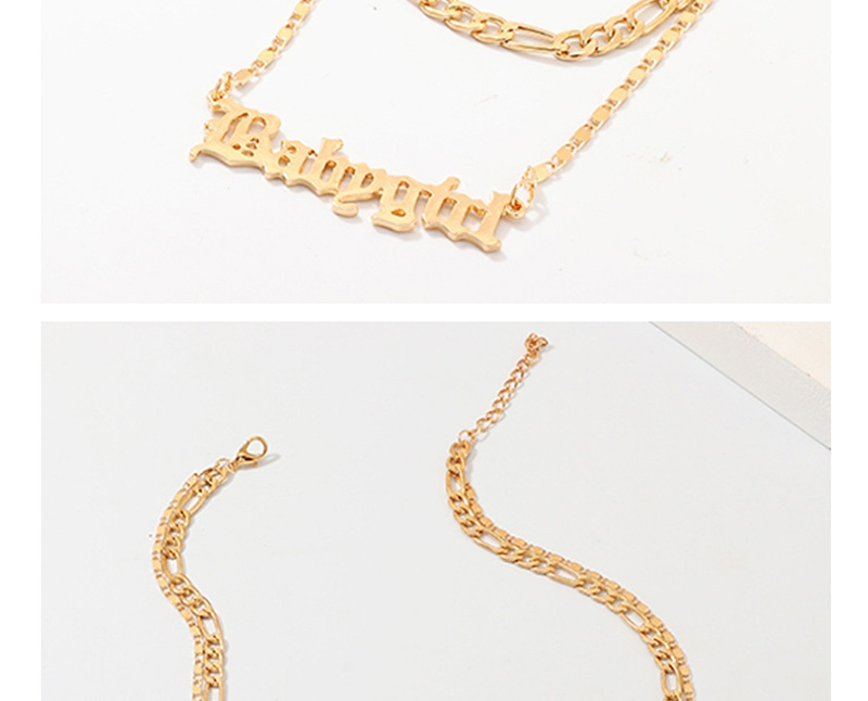 Fashion Gold English Babygirl Letter Double Necklace,Multi Strand Necklaces