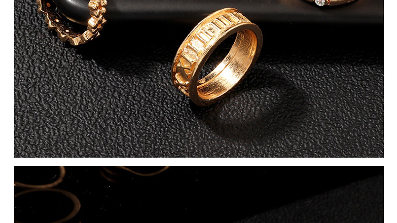 Fashion Gold Metal Round Letter Ring Set Of 6,Fashion Rings