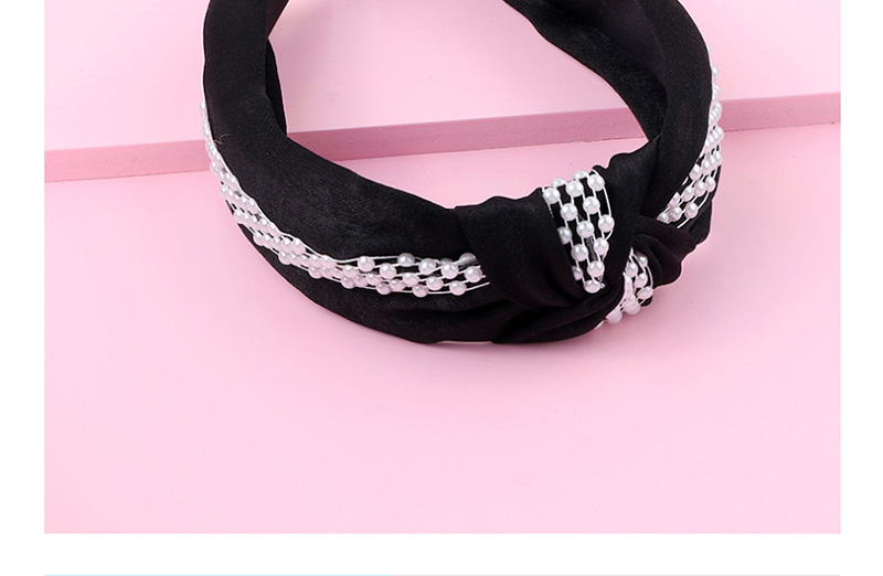 Fashion Pink Cloth Pearl Chain Knotted Wide-brimmed Headband,Head Band
