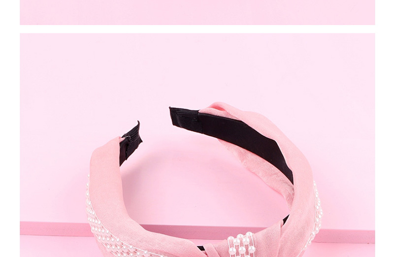 Fashion Black Cloth Pearl Chain Knotted Wide-brimmed Headband,Head Band