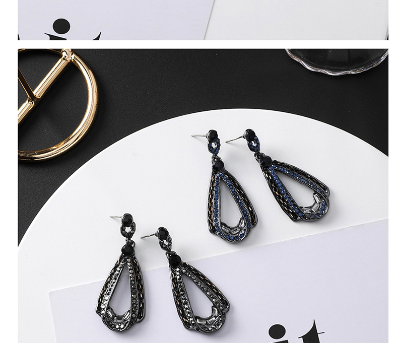Fashion Blue Diamond Rhinestone Drop-shaped Earrings,Drop Earrings