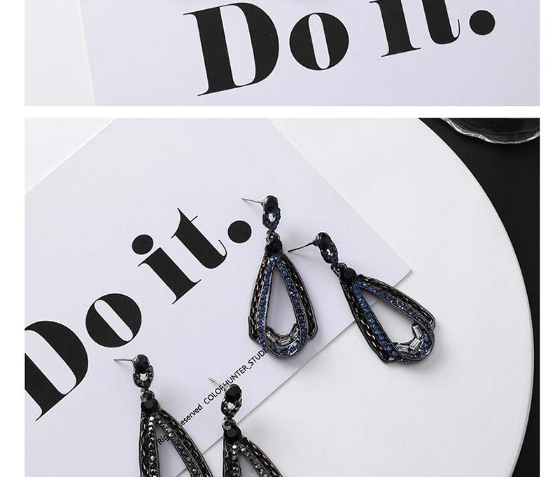 Fashion Gun Black Diamond Rhinestone Drop-shaped Earrings,Drop Earrings