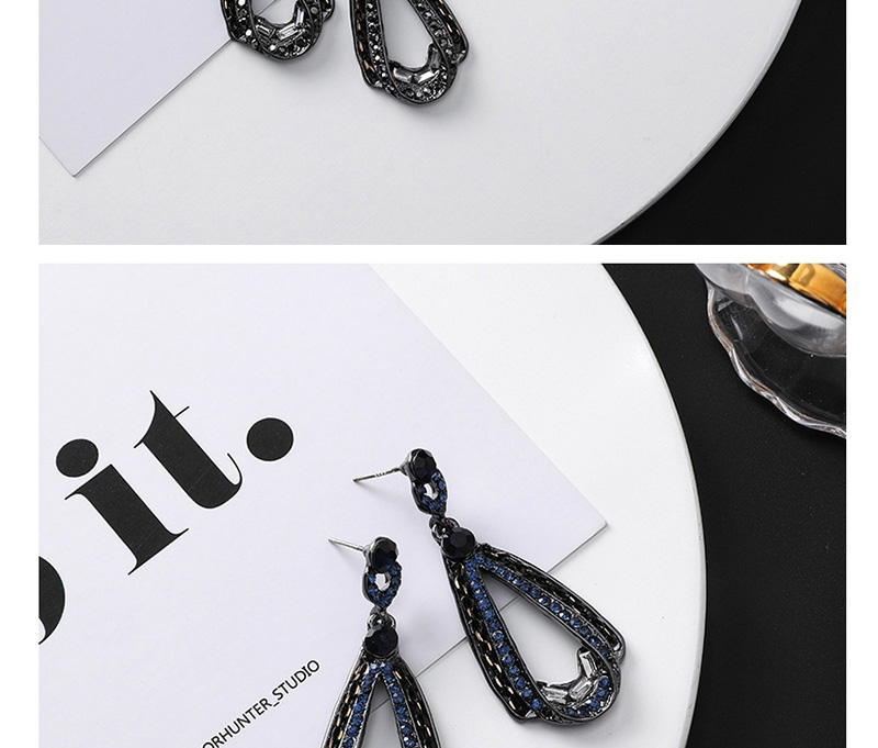 Fashion Gun Black Diamond Rhinestone Drop-shaped Earrings,Drop Earrings