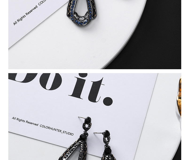 Fashion Blue Diamond Rhinestone Drop-shaped Earrings,Drop Earrings