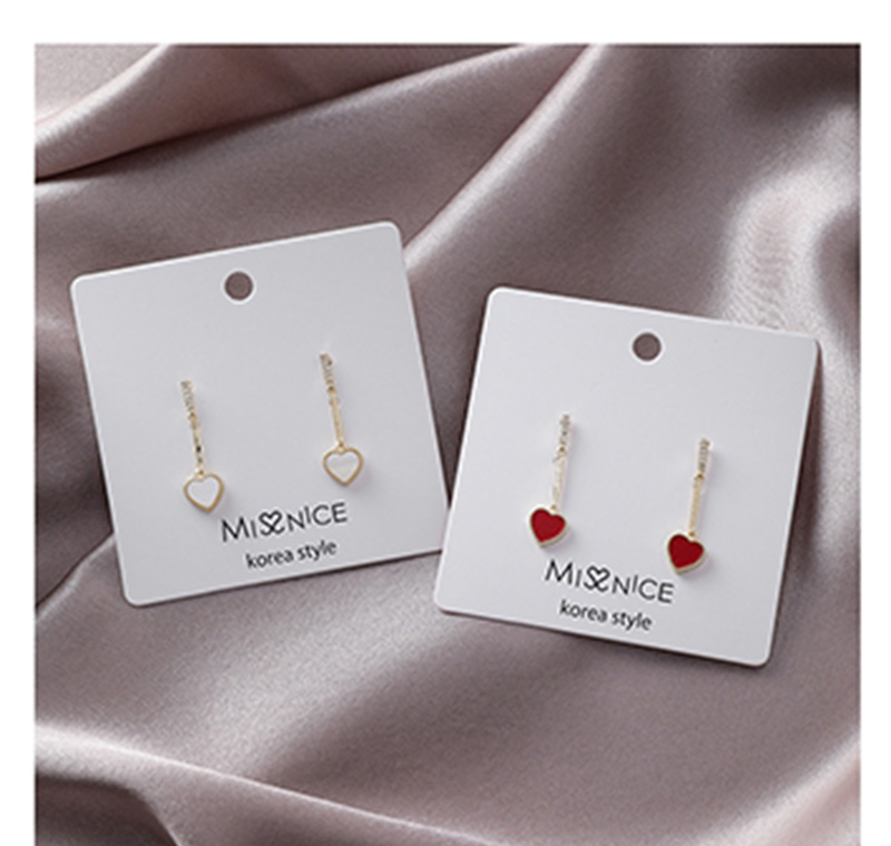Fashion Red  Silver Pin Zircon Word Love Earrings,Drop Earrings