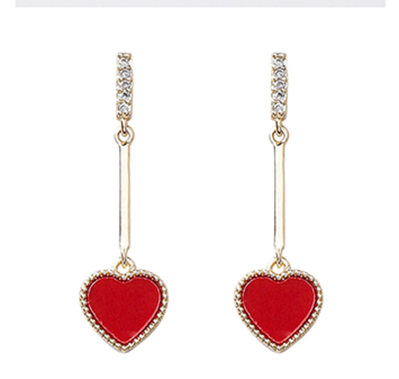 Fashion Red  Silver Pin Zircon Word Love Earrings,Drop Earrings