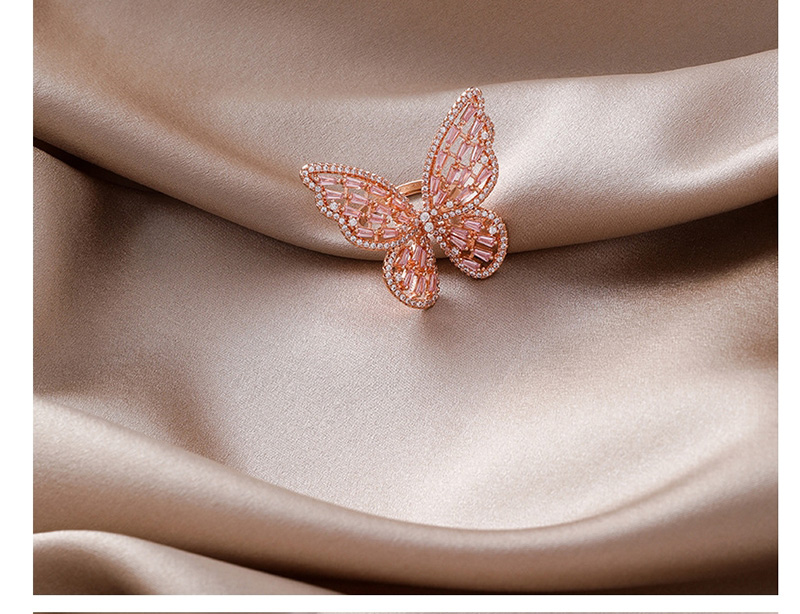 Fashion Gold Zircon Crystal Bow Ring,Rings