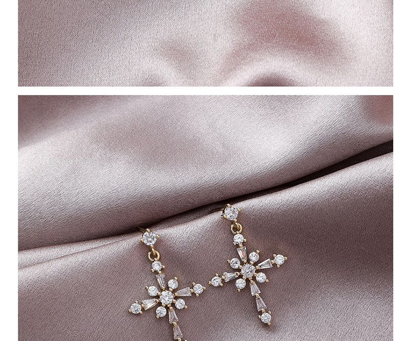 Fashion Gold  Silver Needle Crystal Zircon Cross Earrings,Earrings