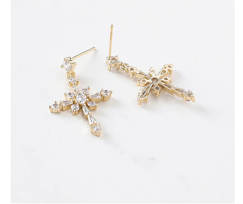 Fashion Gold  Silver Needle Crystal Zircon Cross Earrings,Earrings