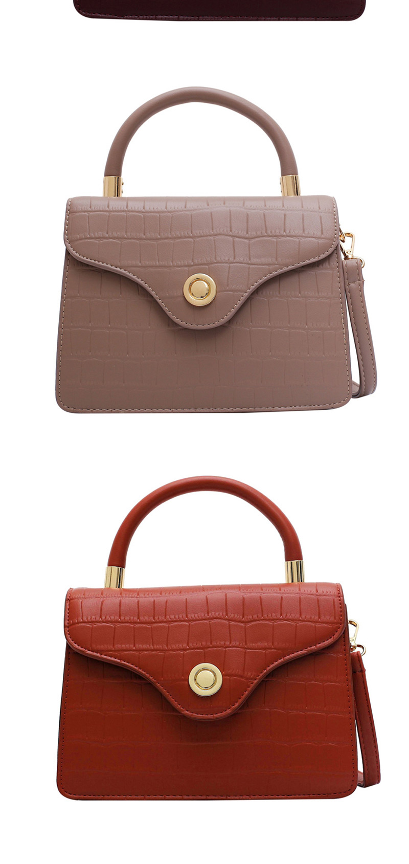 Fashion Red Wine Stone Pattern Lock Shoulder Bag Shoulder Bag,Handbags