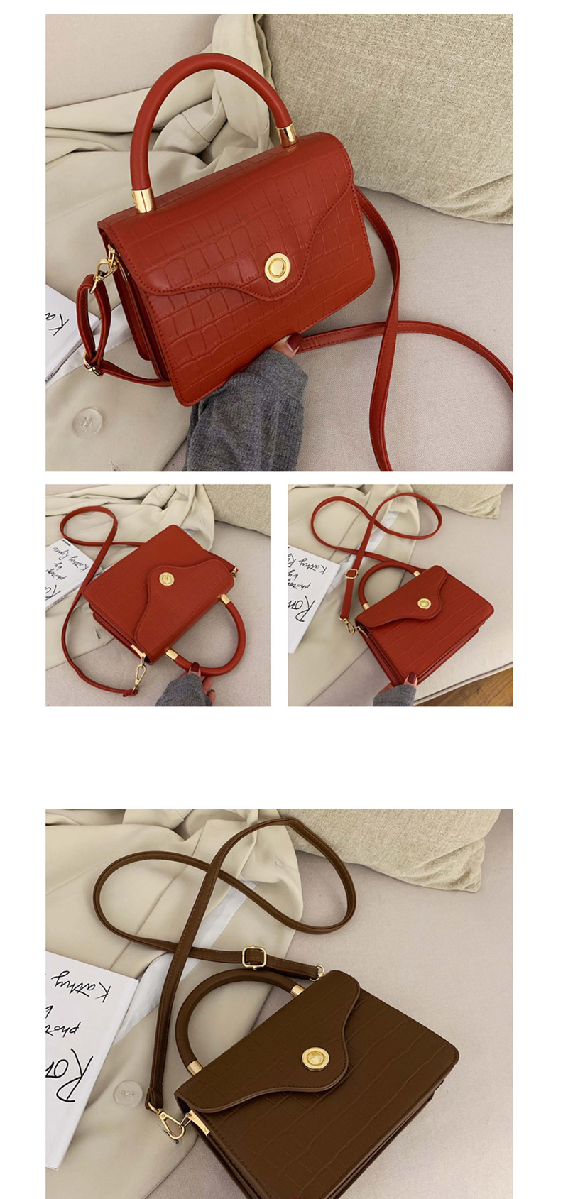 Fashion Blue Stone Pattern Lock Shoulder Bag Shoulder Bag,Handbags