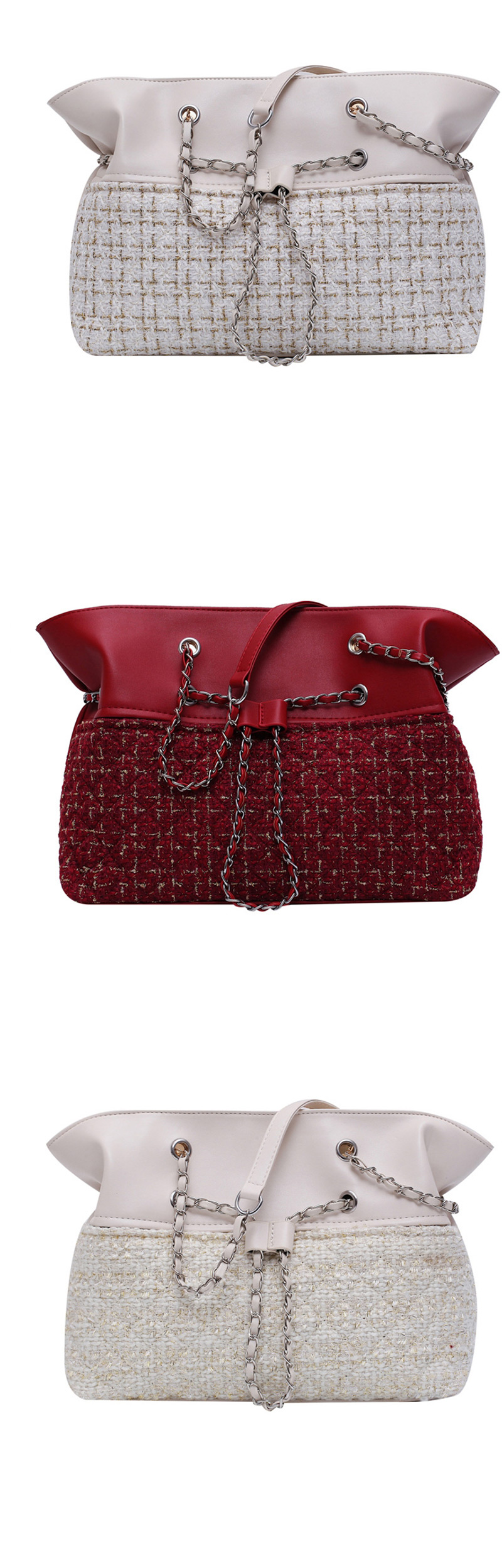 Fashion Red Grid Woolet Chain Portable Messenger Bag,Messenger bags