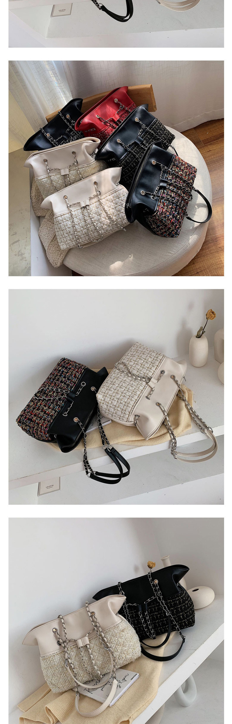 Fashion White Grid Woolet Chain Portable Messenger Bag,Messenger bags