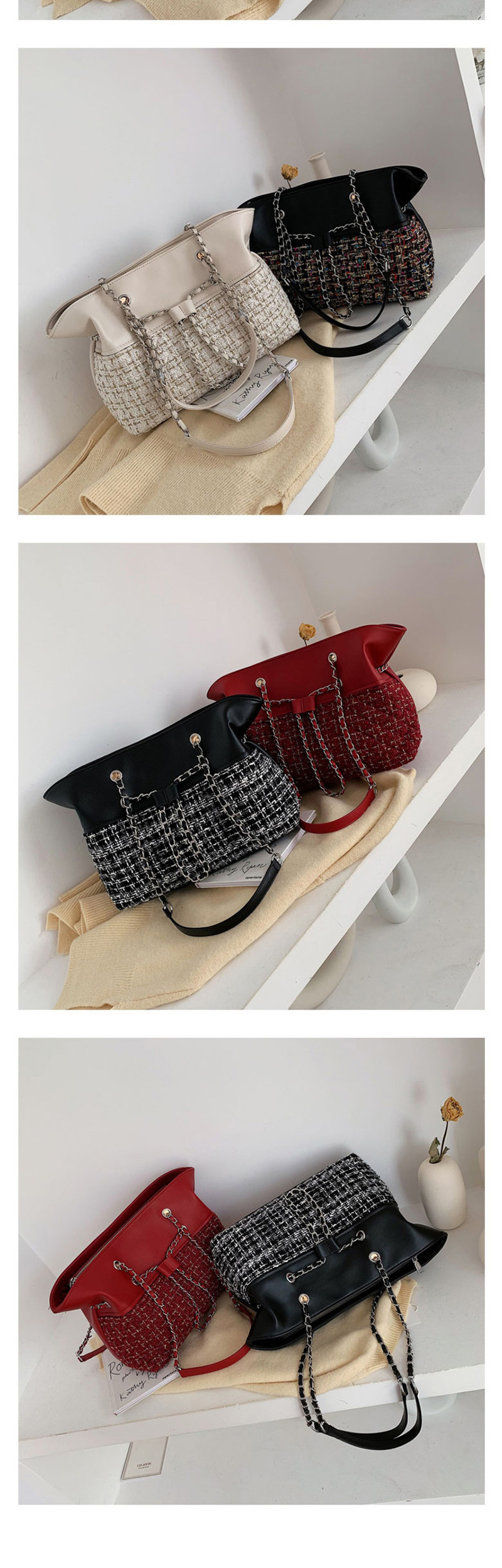 Fashion Red Grid Woolet Chain Portable Messenger Bag,Messenger bags