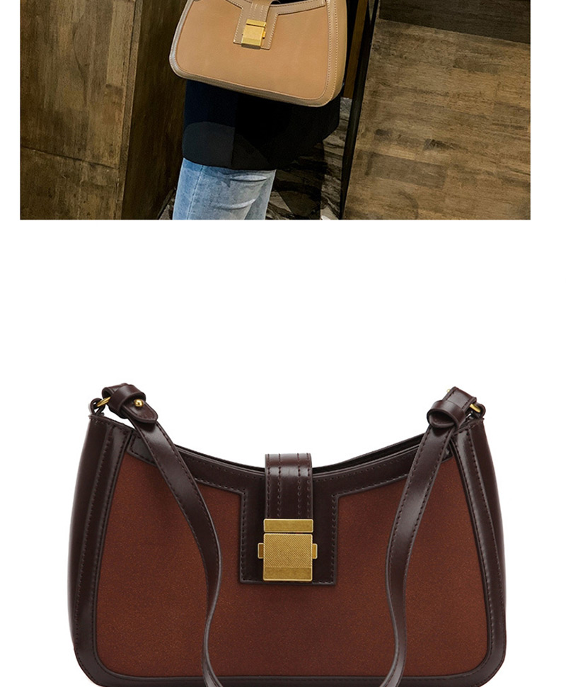 Fashion Khaki Lock Color Collision Backpack,Messenger bags