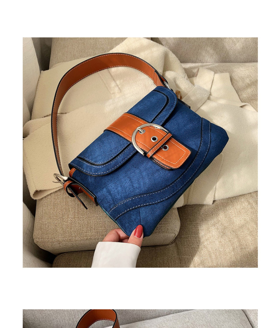 Fashion Blue Frosted Contrast Splicing Shoulder Crossbody Bag,Shoulder bags