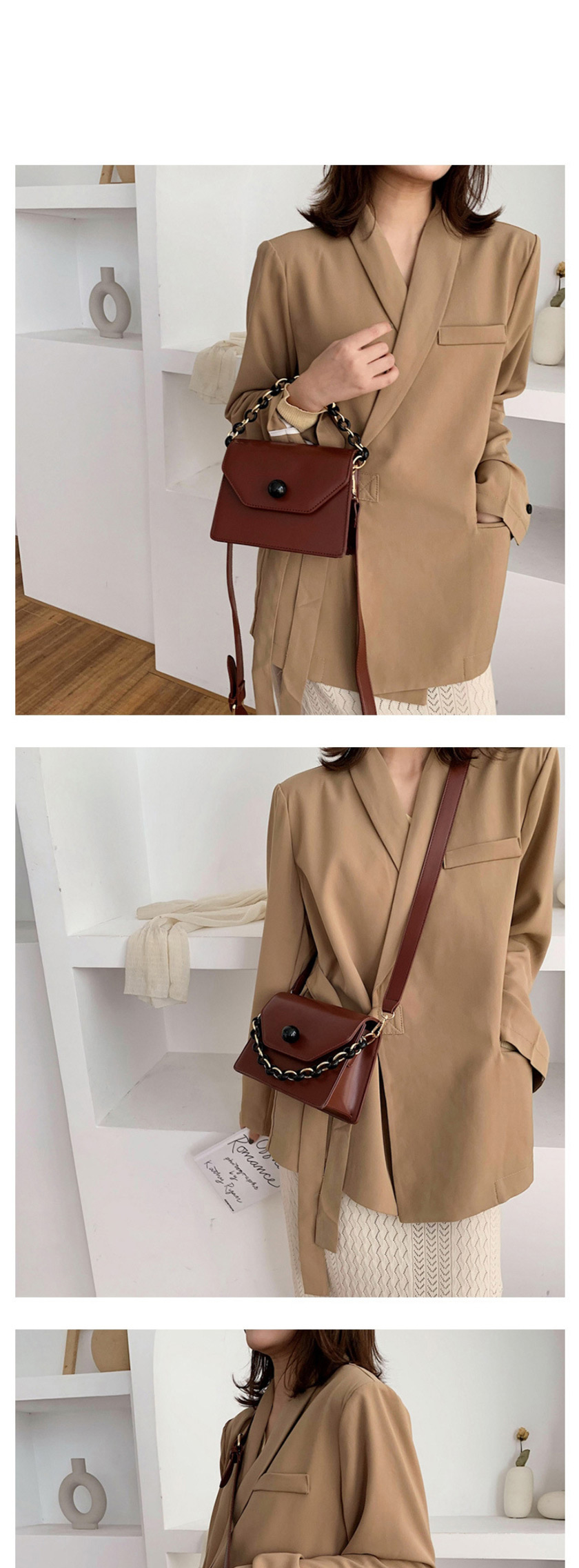 Fashion Brown Chain Shoulder Messenger Bag,Shoulder bags