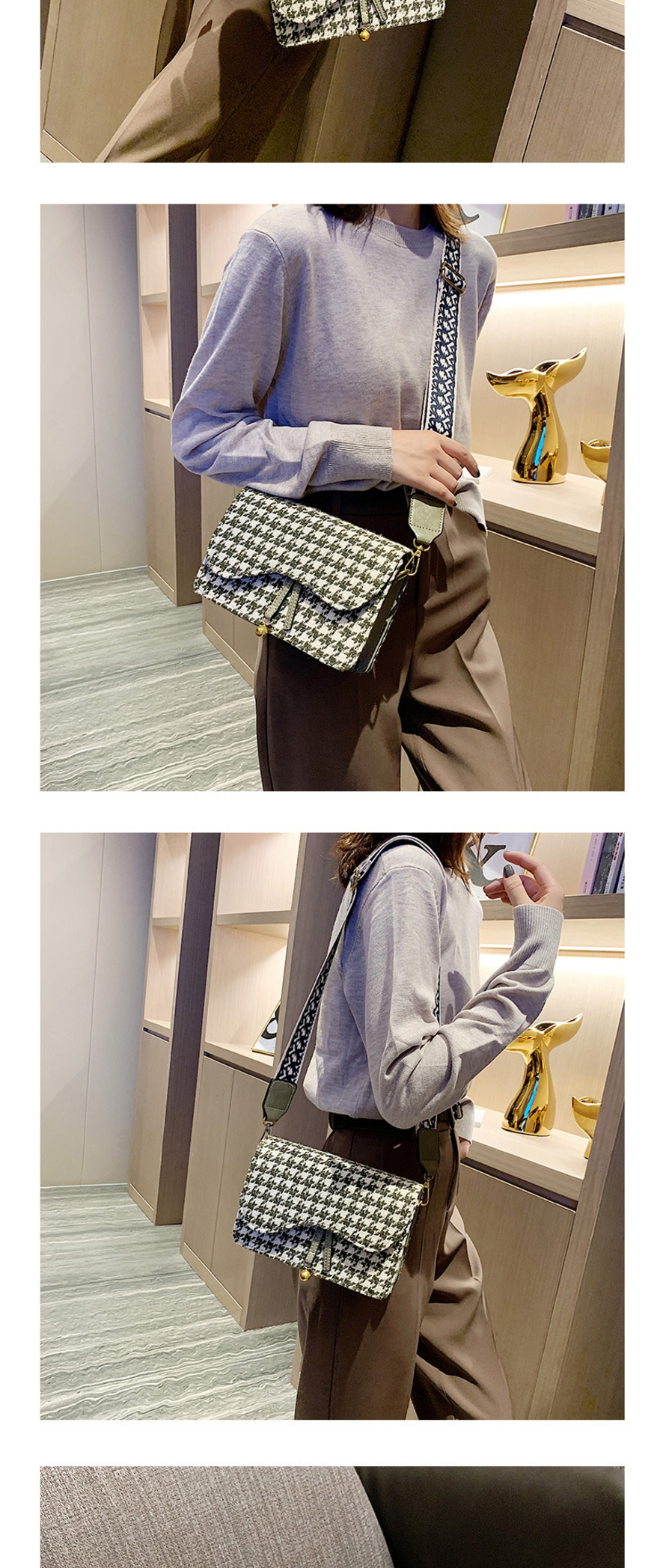 Fashion Blue Chain Wide Shoulder Strap Shoulder Messenger Bag,Shoulder bags
