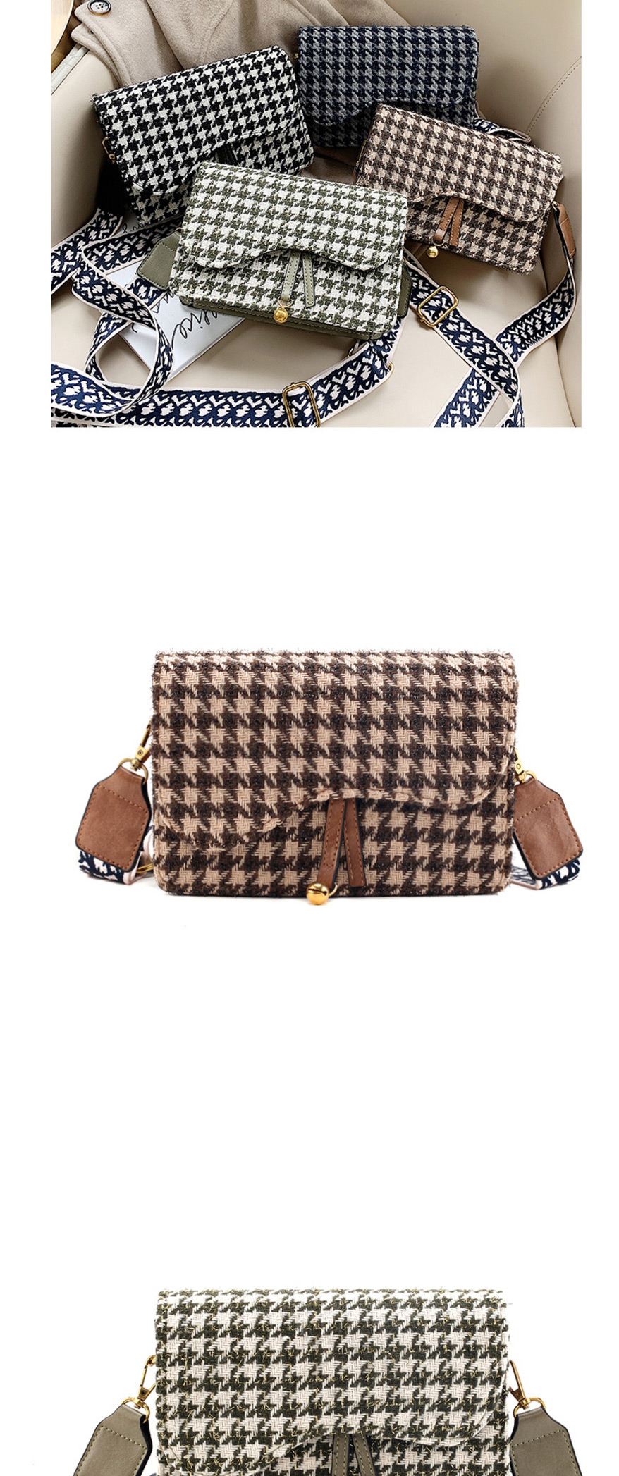 Fashion Brown Chain Wide Shoulder Strap Shoulder Messenger Bag,Shoulder bags
