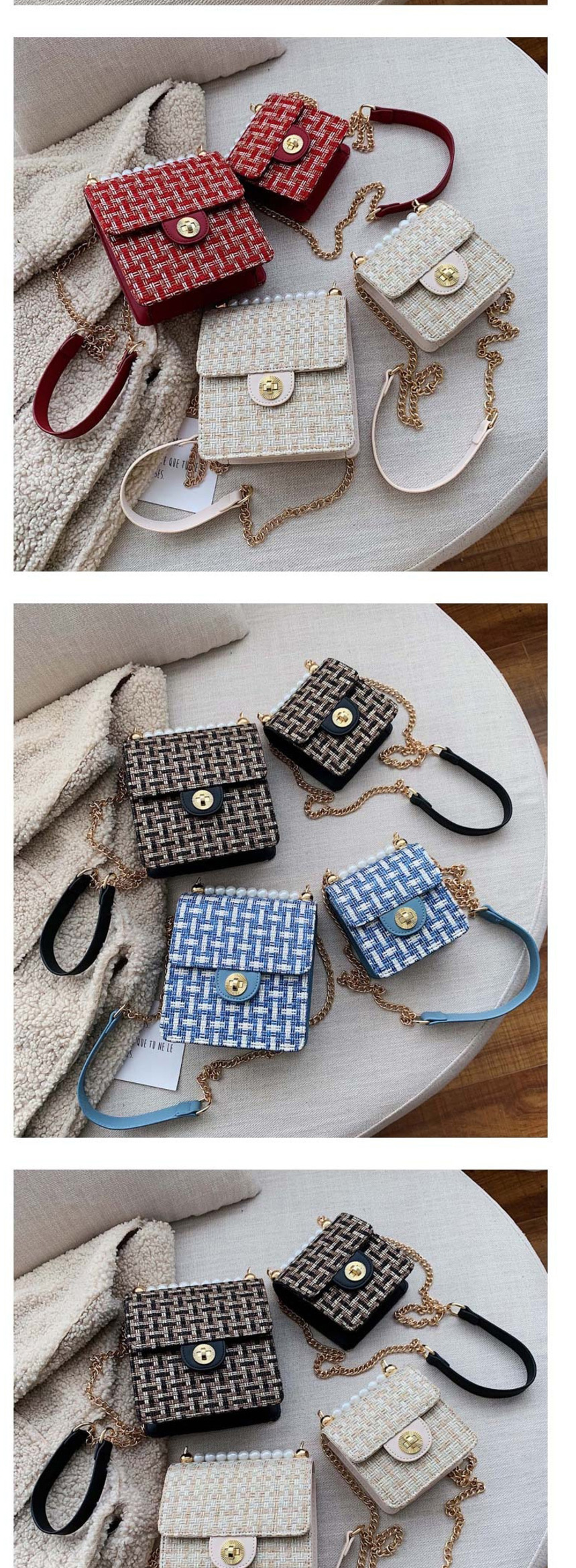 Fashion Small Blue Chain Plaid Shoulder Crossbody Bag,Shoulder bags