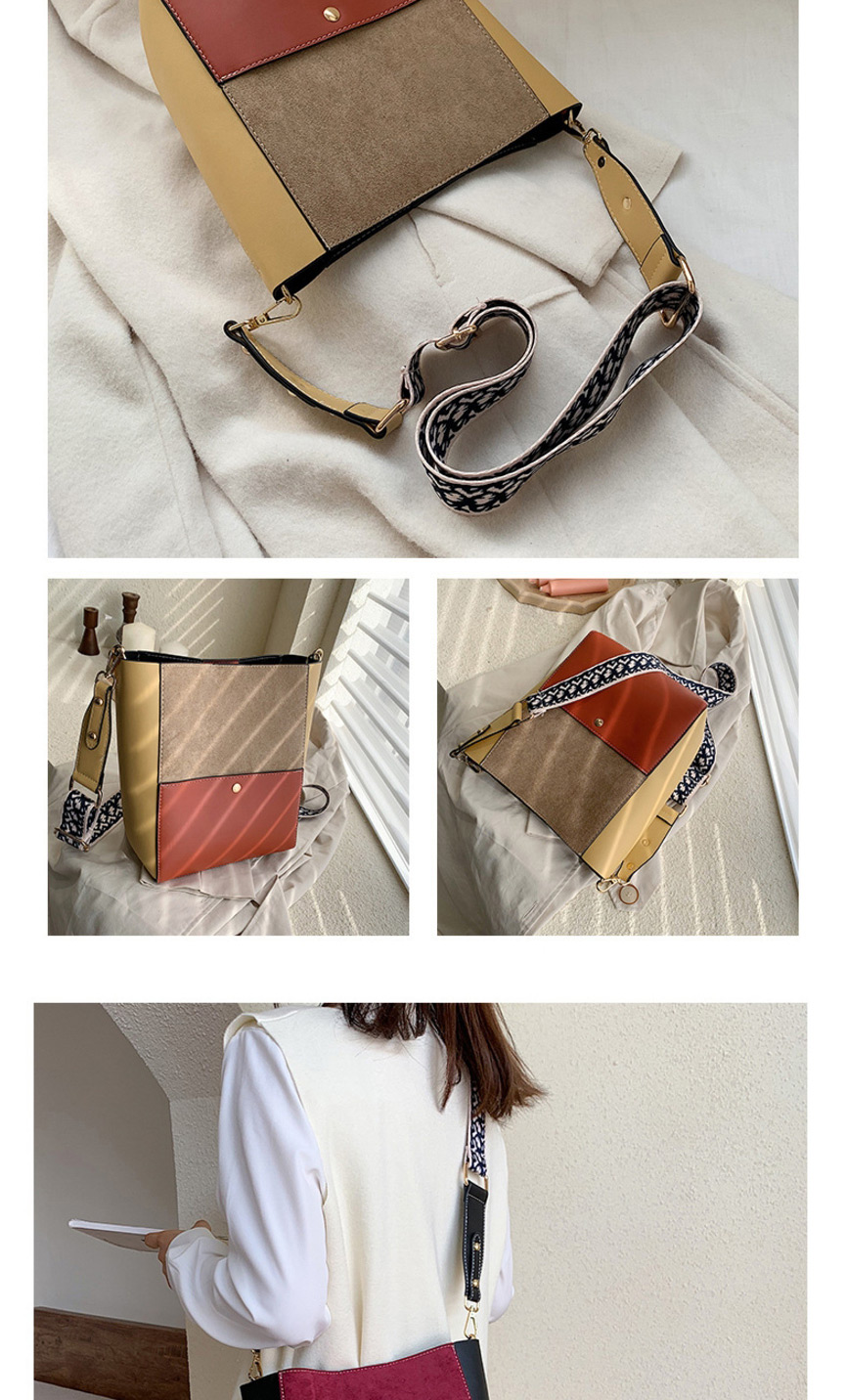 Fashion Brown Contrast Stitching Shoulder Messenger Bag,Shoulder bags