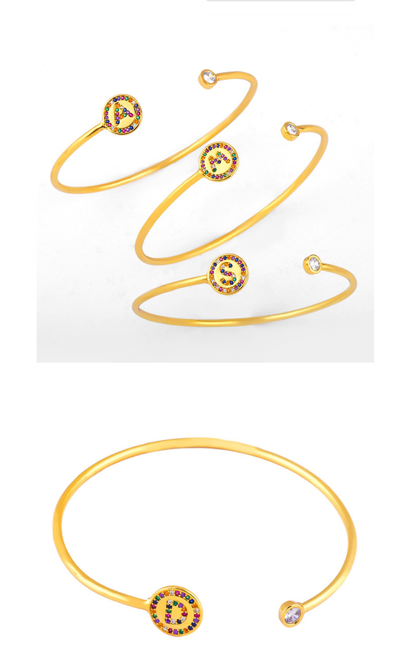 Fashion D Gold Letter Diamond Bracelet,Bracelets