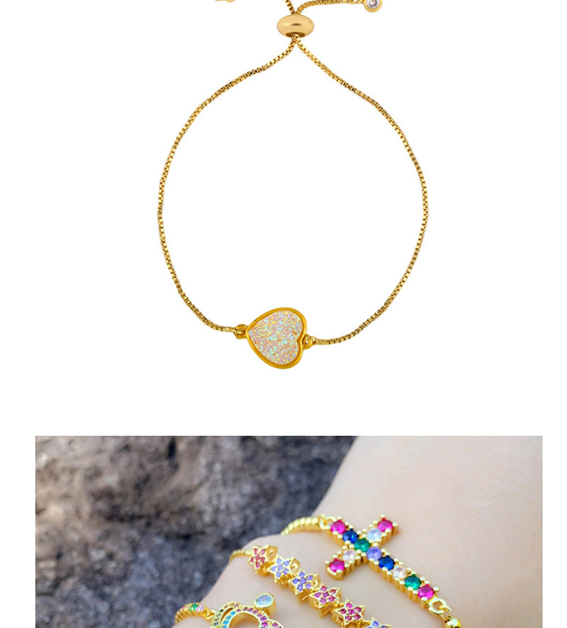 Fashion Heart-shaped Gold Diamond Zircon Bracelet,Bracelets