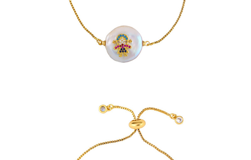 Fashion Heart-shaped Gold Love Crown Zircon Pearl Pulling Bracelet,Bracelets
