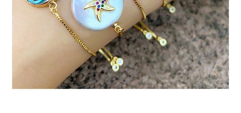 Fashion Ring Gold Natural Abalone Round Cutout Geometric Bracelet,Bracelets