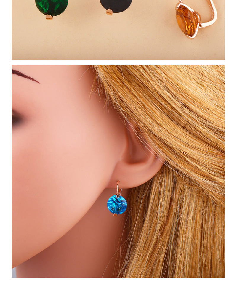 Fashion Blue Round Geometric Zircon Earrings,Earrings