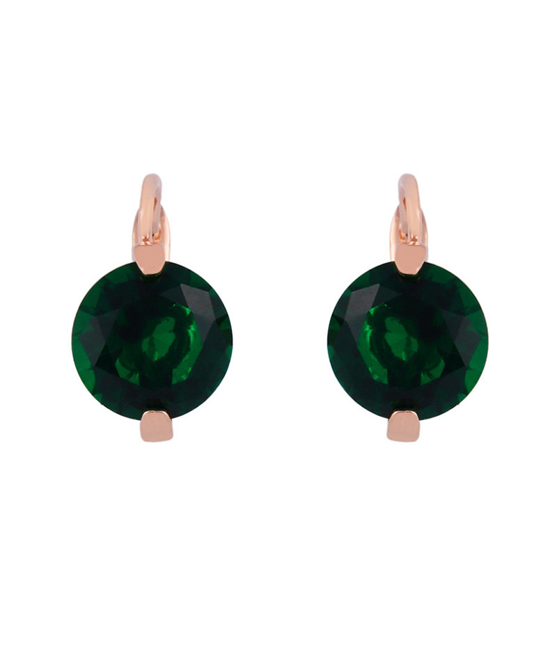 Fashion Green Round Geometric Zircon Earrings,Earrings