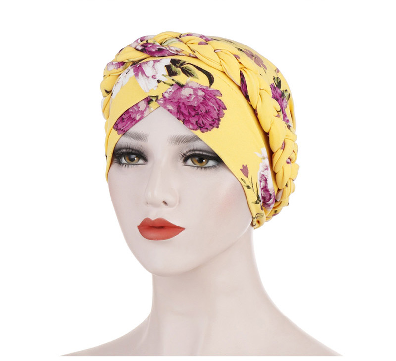 Fashion Gray Printed Brushed Milk Silk Muslim Headscarf Cap,Beanies&Others