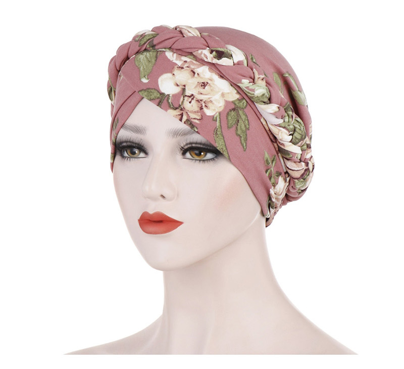 Fashion Leather Powder Printed Brushed Milk Silk Muslim Headscarf Cap,Beanies&Others