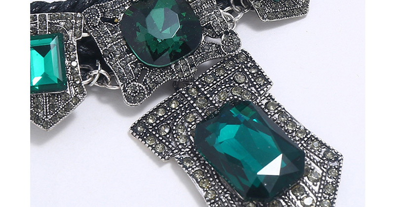 Fashion Black Woven Twist Alloy Pierced Diamond Necklace Earrings Set,Jewelry Sets