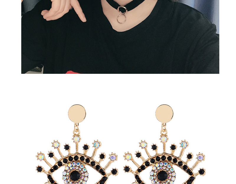 Fashion Black Diamond-studded Eye Tassel Earrings,Drop Earrings