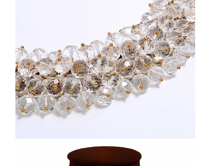 Fashion White Woven Twist Crystal Flower Necklace Earrings Set,Jewelry Sets