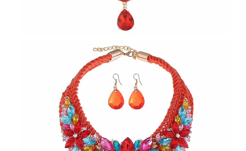 Fashion Color Woven Twist-studded Diamond-studded Earrings Set,Jewelry Sets