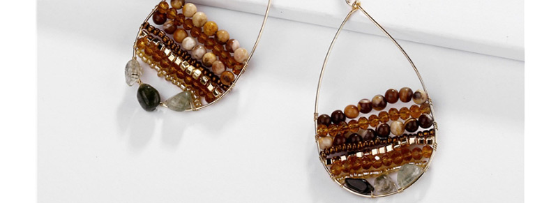 Fashion Brown Natural Stone Beads: Rice Beads: Hollow Drop Earrings,Drop Earrings