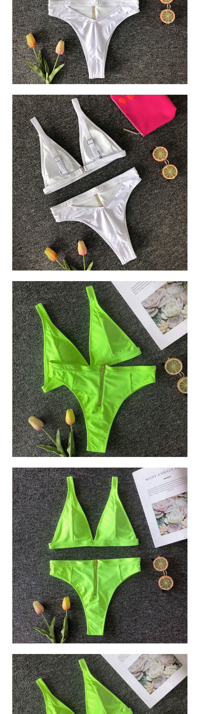 Fashion White Hollow Zipper Split Swimsuit,Bikini Sets