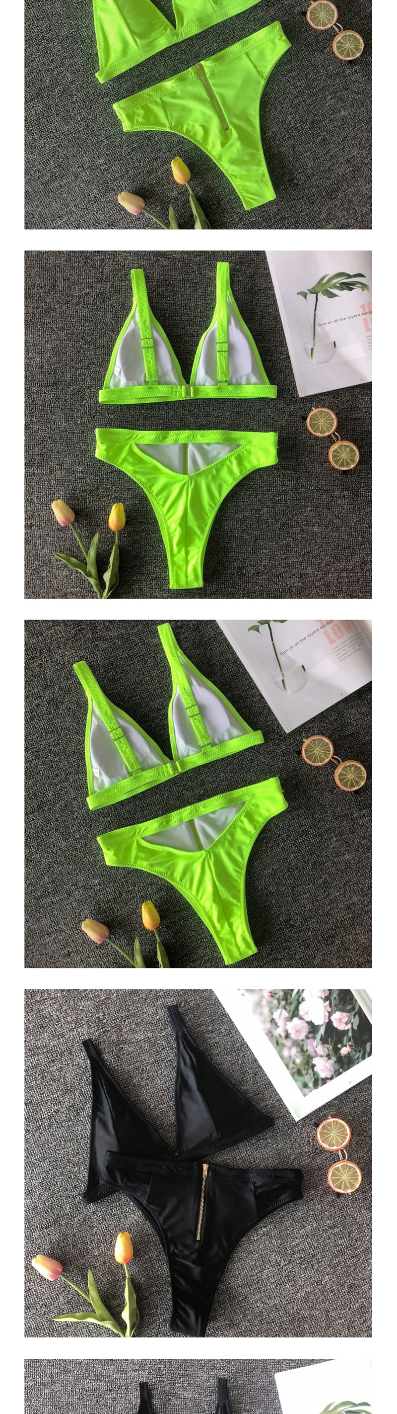 Fashion Black Hollow Zipper Split Swimsuit,Bikini Sets