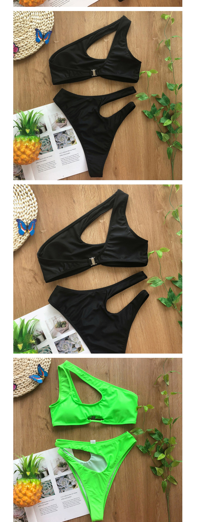 Fashion Black Irregular Shoulder Bikini,Bikini Sets