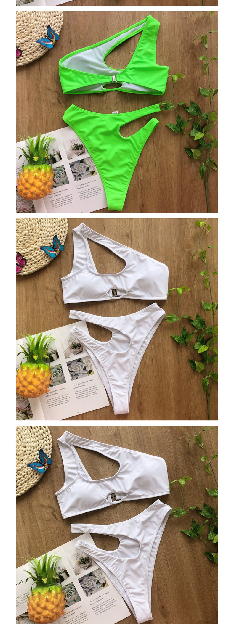 Fashion White Irregular Shoulder Bikini,Bikini Sets