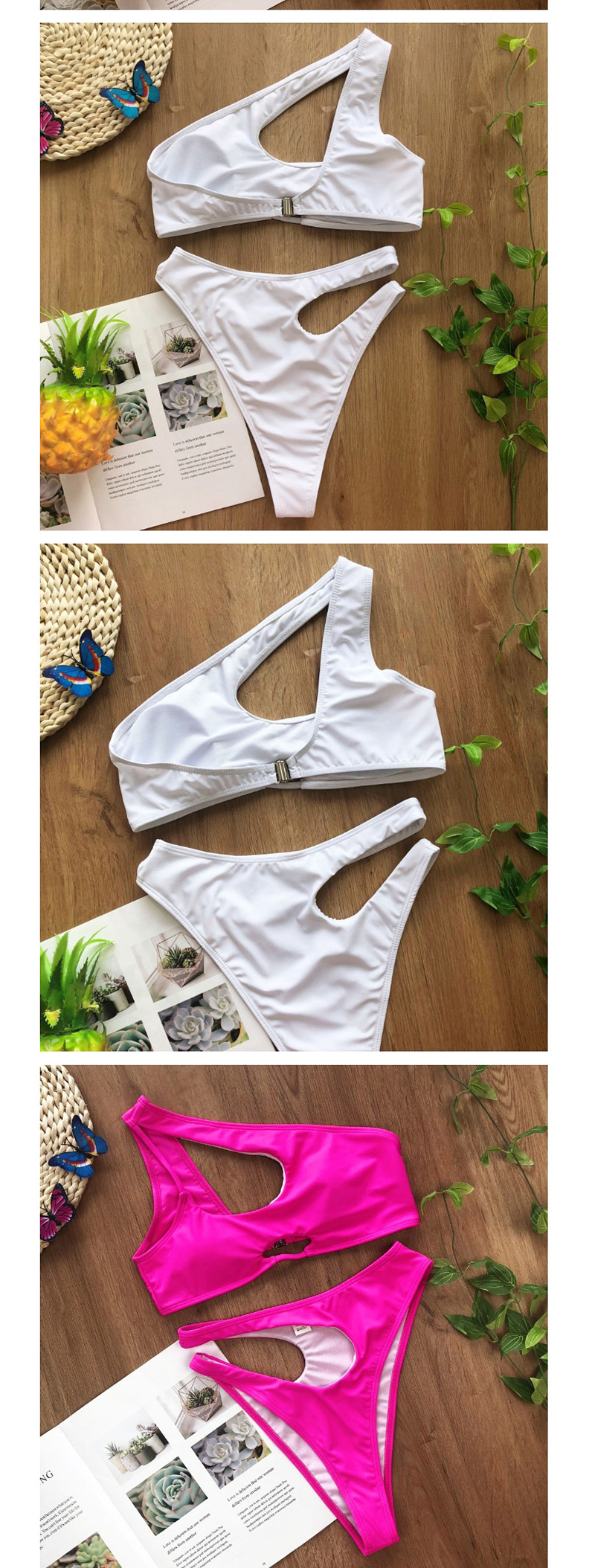 Fashion White Irregular Shoulder Bikini,Bikini Sets