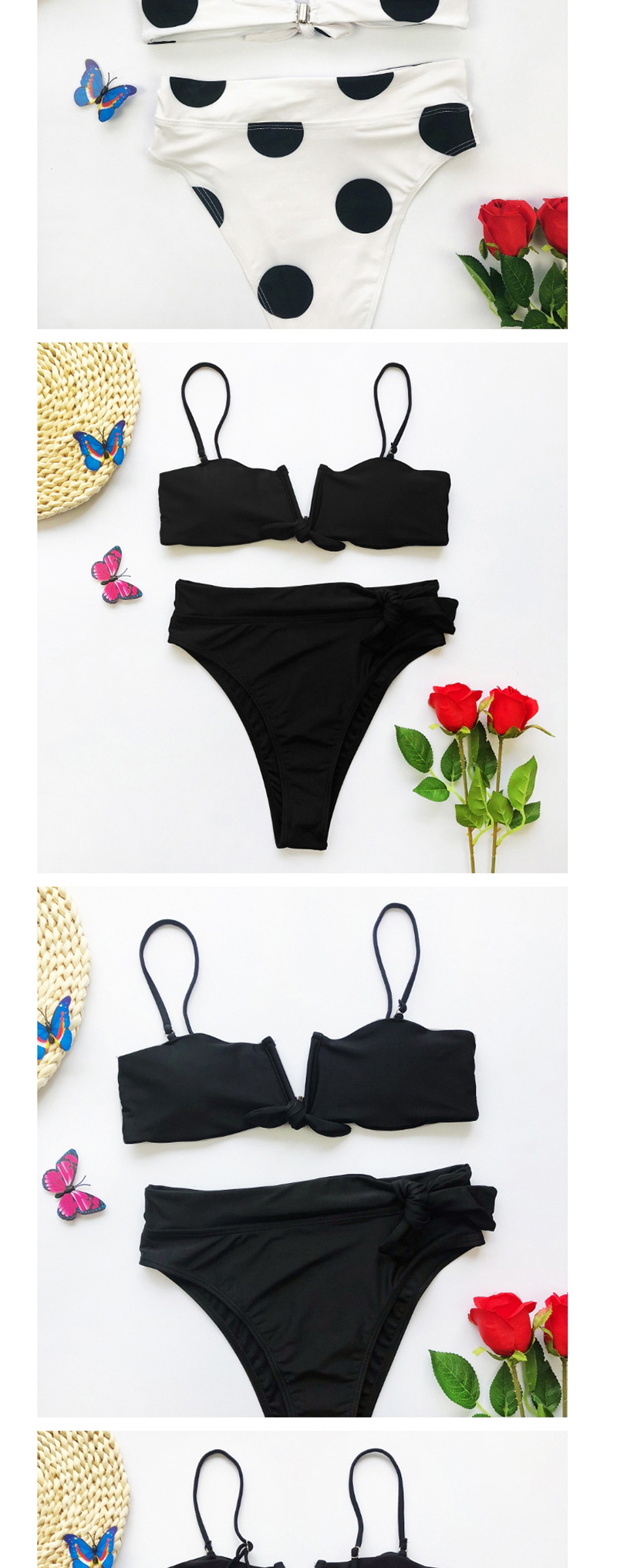 Fashion Black Knotted V-neck Swimsuit Bikini,Bikini Sets